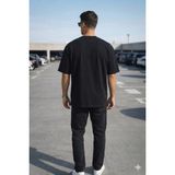 Tarz Cool Erkek Oversize Tişört – Minimal “don’t Look Back” Detaylı Basic - Siyah