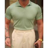 Tarz Cool Erkek Patlı Kısa Kollu Polo Yaka Triko T-Shirt - M - Su Yeşili