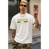Tarz Cool Erkek Regular Baskılı Tişört Mexico Yazılı %100 Pamuk Rahat Kesim T-Shirt - Beyaz
