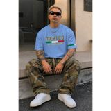 Tarz Cool Erkek Regular Baskılı Tişört Mexico Yazılı %100 Pamuk Rahat Kesim T-Shirt - Mavi