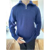 Tarz Cool Erkek Regular Fermuarlı Balıkçı Triko Kazak - Lacivert - XL