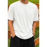 Tarz Cool Erkek Regular Fit Bisiklet Yaka Basic Tişört 2 Iplik Şardonsuz %100 Pamuk Günlük Rahat T-Shirt - Beyaz