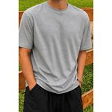 Tarz Cool Erkek Regular Fit Bisiklet Yaka Basic Tişört 2 Iplik Şardonsuz %100 Pamuk Günlük Rahat T-Shirt - Gri