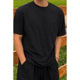 Tarz Cool Erkek Regular Fit Bisiklet Yaka Basic Tişört 2 Iplik Şardonsuz %100 Pamuk Günlük Rahat T-Shirt - Siyah - XL