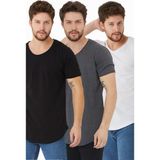 Tarz Cool Erkek Siyah-Beyaz-Füme Pis Yaka Salaş T-SHIRT-UCLUTCPSR01S - Renkli