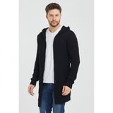 Tarz Cool Erkek Siyah Desenli Triko Hırka- HRK8085R03S