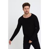 Tarz Cool Erkek Siyah Geniş Yaka Triko KAZAK-TRZ3459R05S - M