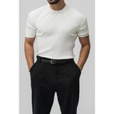 Tarz Cool Erkek Siyah Likralı Loose Fit T-Shirt - Beyaz
