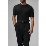 Tarz Cool Erkek Siyah Likralı Loose Fit T-Shirt