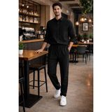 Tarz Cool Erkek Siyah Oversize Keten Takım Salaş Kesim Gömlek Pantolon Yazlık Kombin