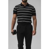 Tarz Cool Erkek Siyah Paralel Polo Yaka Slim T-shirt