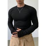Tarz Cool Erkek Siyah Uzun Kollu Basic T-Shirt - XL