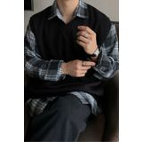 Tarz Cool Erkek Siyah V Yaka Oversize Süveter