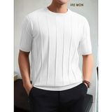 Tarz Cool Erkek Slim Dar Bisiklet Yaka Düz Triko T-Shirt - Beyaz