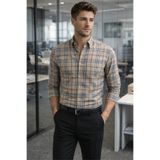 Tarz Cool Erkek Slim Fit Ekose Gömlek – Uzun Kollu, Ofis & Günlük Şık Pamuklu Gömlek