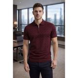 Tarz Cool Erkek Slim Fit Fermuarlı Polo Yaka Triko Tişört - Beyaz - XL