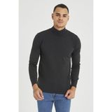 Tarz Cool Erkek Slim Fit Yarım Balıkçı Yaka Akrilik-Pamuk Karışımlı Basic Triko Kazak - Füme - XL