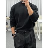 Tarz Cool Erkek Slim Fit Yarım Balıkçı Yaka Akrilik-Pamuk Karışımlı Basic Triko Kazak - Siyah - XL