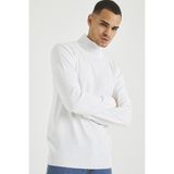 Tarz Cool Erkek Slim Fit Yarım Balıkçı Yaka Basic Triko Kazak - Beyaz - XL