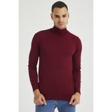 Tarz Cool Erkek Slim Fit Yarım Balıkçı Yaka Basic Triko Kazak - Bordo