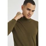 Tarz Cool Erkek Slim Fit Yarım Balıkçı Yaka Basic Triko Kazak - Haki - XL