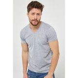 Tarz Cool Erkek V Yaka Slim Fit T-Shirt - Gri