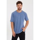 Tarz Cool Erkek V Yaka Slim Fit T-Shirt - Koyu Mavi