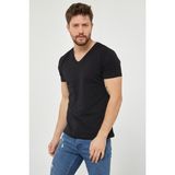 Tarz Cool Erkek V Yaka Slim Fit T-Shirt - Siyah