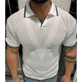 Tarz Cool Erkek Yumuşak Dokulu Polo Yaka Triko T-Shirt - Beyaz