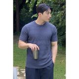 Tarz Cool Fitilli Triko Tişört Erkek Slim Fit Yazlık Premium Basic Üst - Lacivert