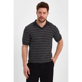 Tarz Cool Füme Erkek Polo Yaka Çizgili Triko T-SHIRT-TRZ19124R02S - XL