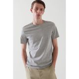 Tarz Cool Gri Basic Erkek Slim Fit %100 Pamuklu Kısa Kollu Bisiklet Yaka T-Shirt - Koyu Gri