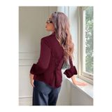 Tarz Cool Kadın Arkası Bağcıklı Gömlek Slim Fit Günlük ve Ofis Kombin Modern Tasarım