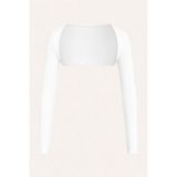 Tarz Cool Kadın Beyaz Uzun Kollu Crop Bolero Bluz – Esnek Kumaş, Şık ve Modern Tasarım