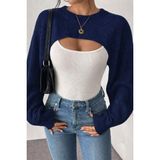 Tarz Cool Kadın Dekolteli Crop Triko Bolero - Lacivert - S - M