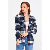 Tarz Cool Kadın Fıstık Yeşili Oversize Uzun Kollu Tek Cepli Ekoseli Oduncu GÖMLEK-KKKODG001R500S - Açık Hardal - XL