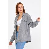 Tarz Cool Kadın Fıstık Yeşili Oversize Uzun Kollu Tek Cepli Ekoseli Oduncu GÖMLEK-KKKODG001R500S