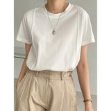 Tarz Cool Kadın Kısa Kollu Çizgi Detaylı Basic Tişört Süprem Kumaş Yazlık Rahat T-Shirt - Beyaz