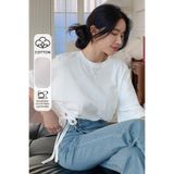 Tarz Cool Kadın Oversize Basic Beyaz Tişört Yan Bağlamalı Rahat Kesim Günlük Yazlık T-Shirt