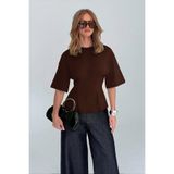 Tarz Cool Kadın Oversize Basic Tişört Pile Detaylı Rahat Kesim Günlük Şık Kombin