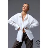 Tarz Cool Kadın Oversize Gömlek Uzun Kollu Basic Salaş Kesim Poplin Trend Şık Günlük Gömlek - Beyaz