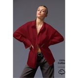 Tarz Cool Kadın Oversize Gömlek Uzun Kollu Basic Salaş Kesim Poplin Trend Şık Günlük Gömlek - XL - Bordo