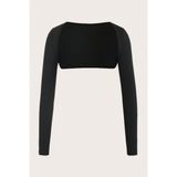 Tarz Cool Kadın Siyah Uzun Kollu Crop Bolero Bluz – Esnek Kumaş, Şık ve Modern Tasarım