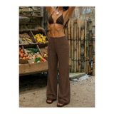 Tarz Cool Kadın Wide Leg Pantolon Ön Cep Detaylı Rahat Kalıp Günlük Pantolon