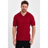 Tarz Cool Kırmızı Erkek Polo Yaka Çizgili Triko T-SHIRT-TRZ19109R02S - XL