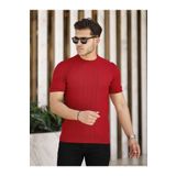 Tarz Cool Kırmızı Erkek Yuvarlak Yaka Örme T-shirt