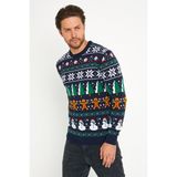 Tarz Cool Lacivert-Beyaz Erkek Christmas Yılbaşı KAZAĞI-NOELKZKR06S - XL - Lacivert - Beyaz