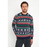 Tarz Cool Lacivert Kırmızı Erkek Christmas Yılbaşı Kazağı
