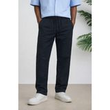 Tarz Cool Lacivert Renk Erkek Yazlık Keten Karışımı Relaxed Pantolon - Siyah - 2XL