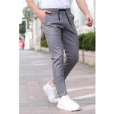 Tarz Cool Mat Gri Erkek Eganis Ipli Jogger Düğmeli Kumaş Pantolon